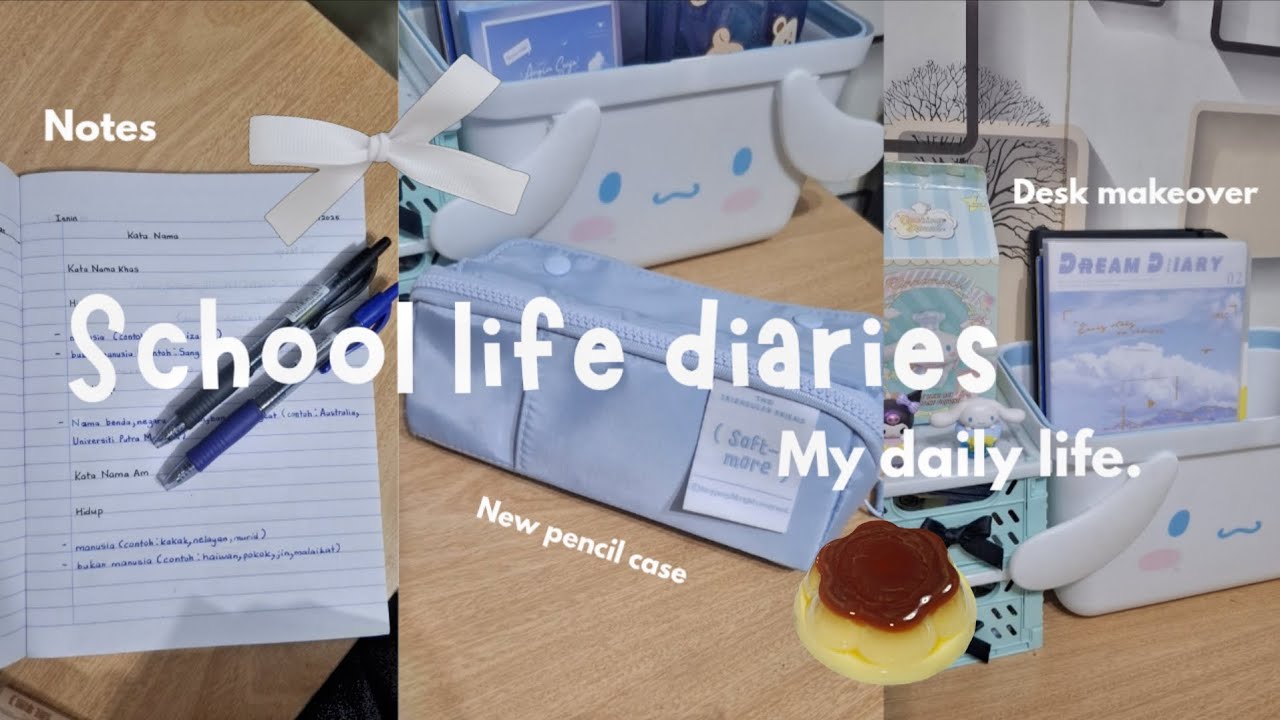 SCHOOL-GIRL DIARY 🐰🎐 : Studying, New pencil case, Desk makeover, Watching TV and more 