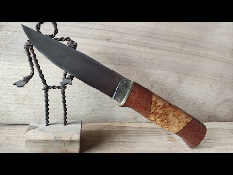Видео: Нож с булатным узором из шведского подшипника