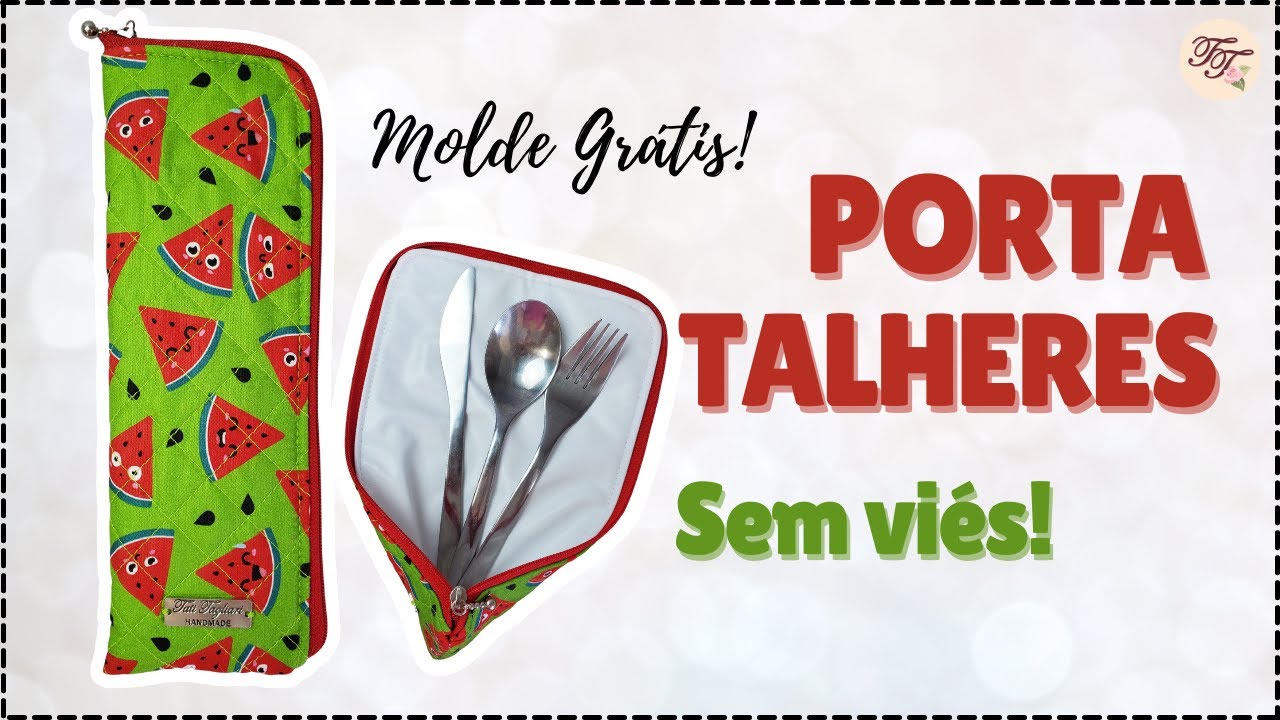 Porta Talheres sem viés com Molde Grátis | Tutorial de Costura passo a passo
