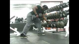 One arm Row: 100lbs, Explosive.