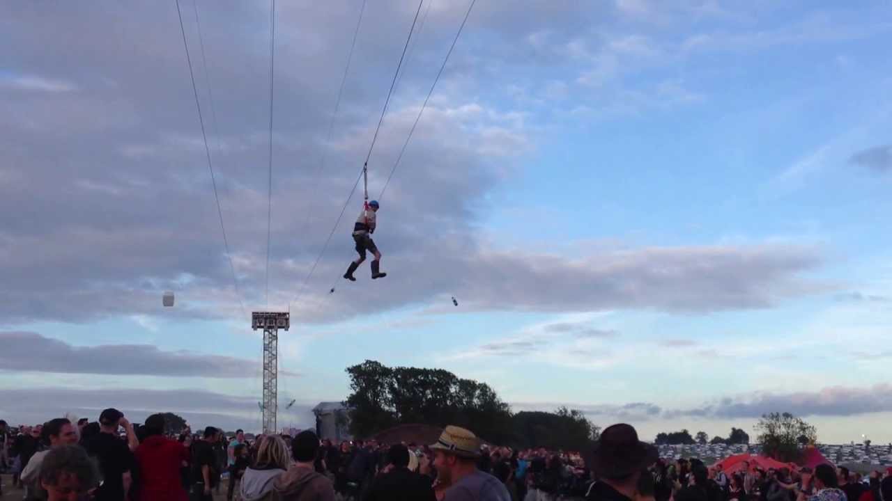 Lad stuck on zipline used as target practice. YouTube