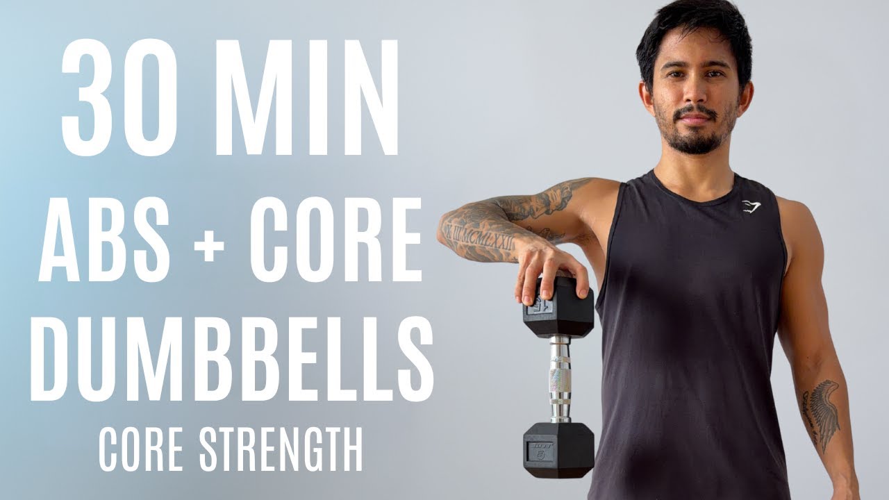 30 MIN ABS & CORE WORKOUT WITH DUMBBELLS | At Home | No Repeats