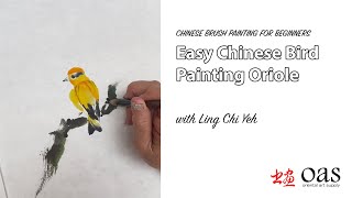 Easy Chinese Bird Painting Lesson: Oriole on Branch