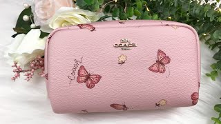 COACH SMALL BOXY COSMETIC CASE WITH BUTTERFLY PRINT UNBOXING