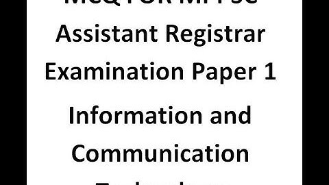 MCQ MPPSC ASSISTANT REGISTRAR EXAM PAPER 1 Information And Communication Technology PART 2