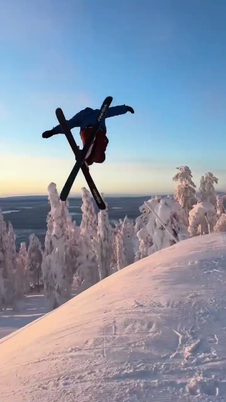 on the piste in Finland ⛷️#skiing #winter #finland #snow #sunset #beautiful