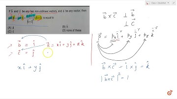 If `vec b` and `vec c` be any two non-collinear vectors, and `vec a` be any vector then `(vec...