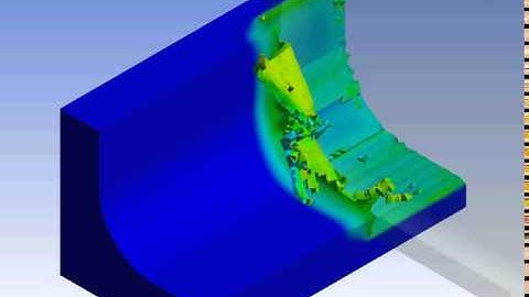 Ansys Workbench explicit dynamics cutting of AlSi 1045 with semi circle chip step example 6