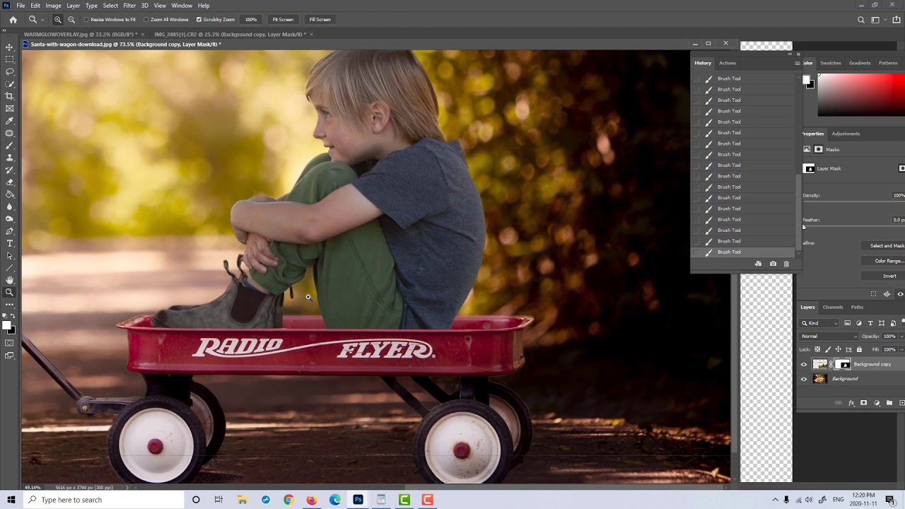 Santa in a Christmas Scene with Wagon Digital Backdrop Compositing tutorial PhotoShop
