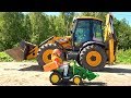 Excavators - Lev and Dad Ride on Power Wheels Tractors and Truck Compilation video