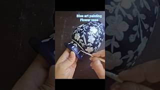 blue art painting # flower vase art# shorts # reels# trendy # viral videos