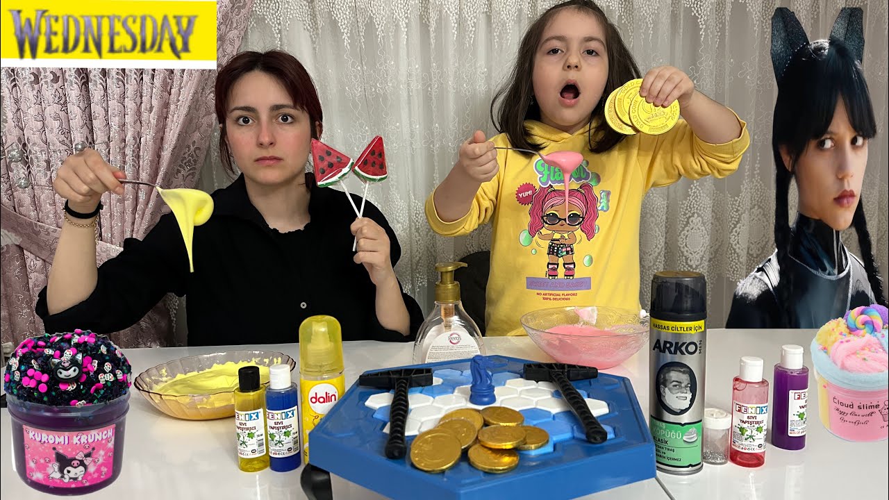 HİRANUR ZEYNEP WEDNESDAY SLİME CHALLENGE/CADI TEYZE/دي دي ميدو - لولو | قناة وناسة