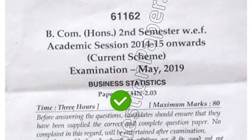 2019 Mdu BCom Hons 2nd Sem Business Statistics Question Paper