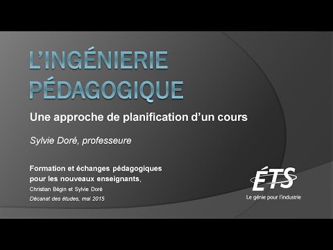 L’ingénierie pédagogique : formation par Sylvie Doré – mai 2015