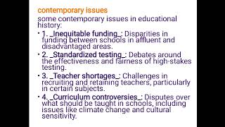 History of Education Lesson 10:  Contemporary Issues Introduction