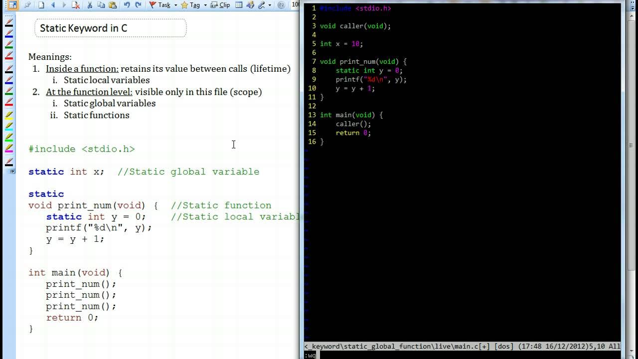 Static Keyword in C Part 2/2 - YouTube