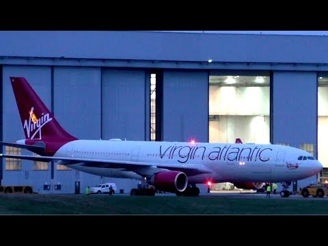 Virgin Atlantic Airbus A330-200 CLOSE UP Departure at Cambridge Airport