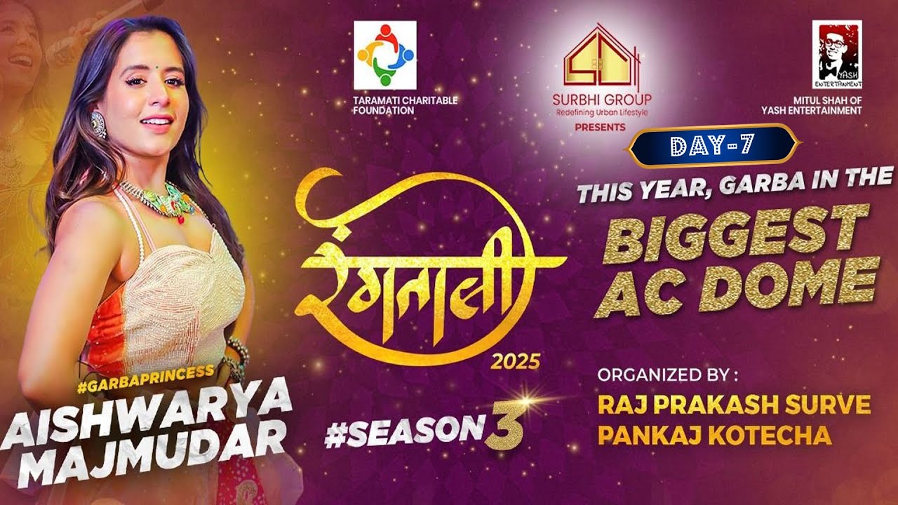 Aishwarya Majmudar || Rangtaali 2025 || Garba Mahotsav || Day - 7 || Borivali West || MHB Colony ||