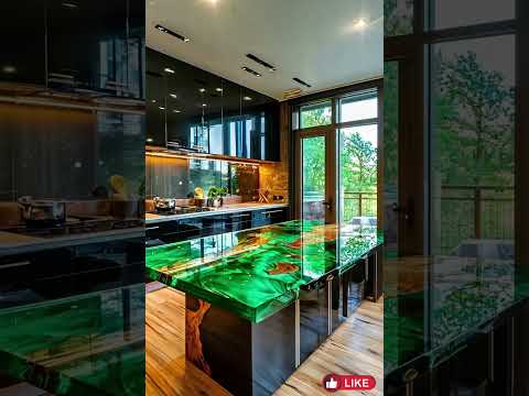 Мебель для кухни из массива дерева и эпоксидной смолы топ 10 ￼