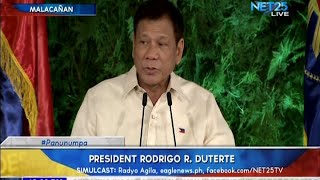 Duterte gives his inaugural speech as the new President of the Philippines