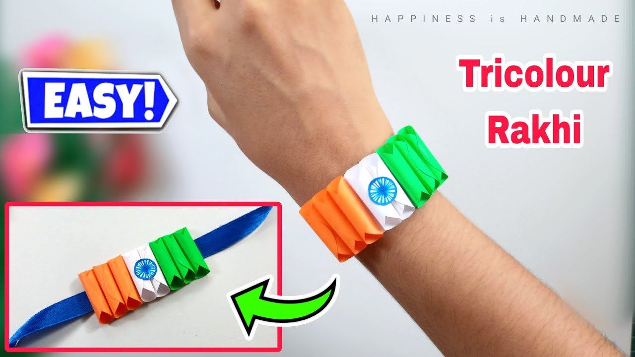 Easy Paper Raki Making Indian Tricolour Rakhi making | Independence Day Craft | How to make ...