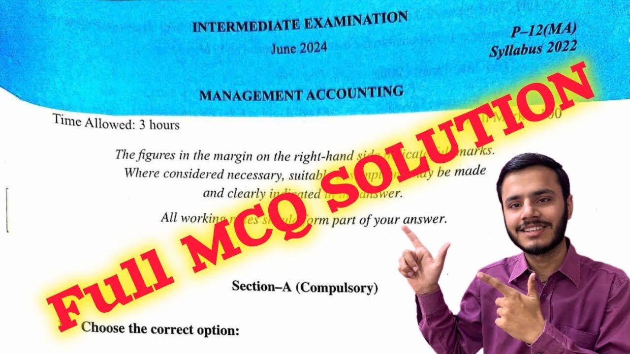 cma Inter June 2024 management accounting full mcq solution video💯|cma ...