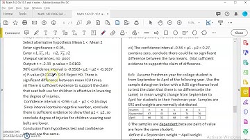 OpenStax Statistics Ch 10.1 and 10.4 Hypothesis test for 2 Mean # 3