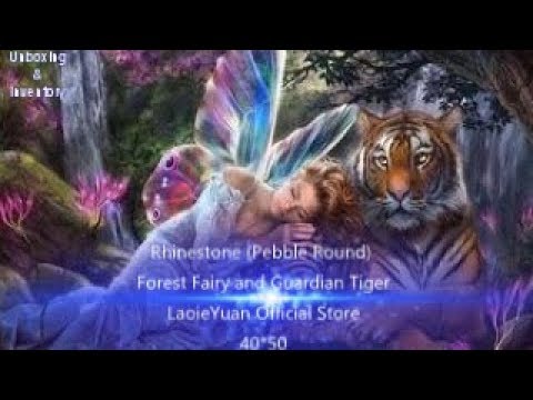 cross stitch patterns Rhinestone Pebble Round Forrest fairy 40x50 Unboxing
