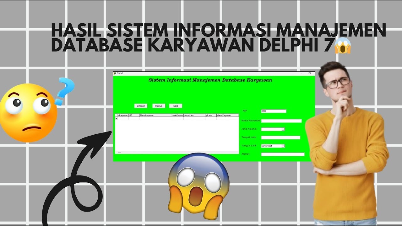 Hasil ujian responsi (CRUD) pemrograman Delphi dengan databaseSQL - YouTube