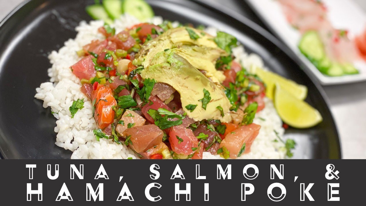 Tuna, Salmon, & Hamachi Poke Bowl; Coastal Seafoods Live, April 15th