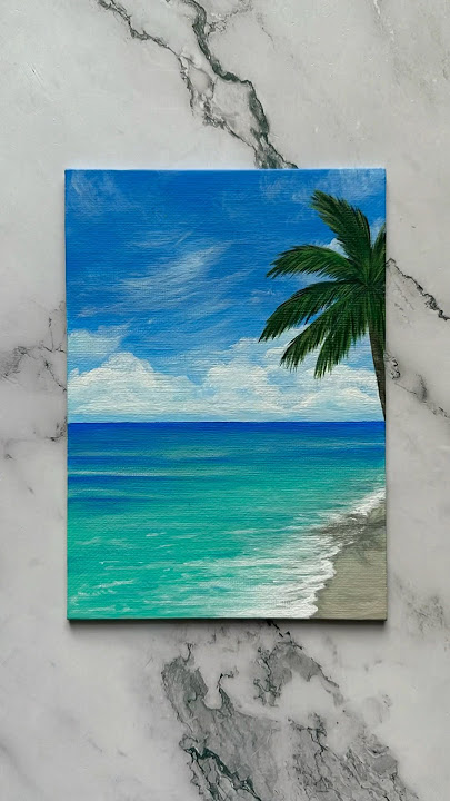 tropical beach 🌴🩵🐚 #art #painting #seascape #beach #reels #artreels