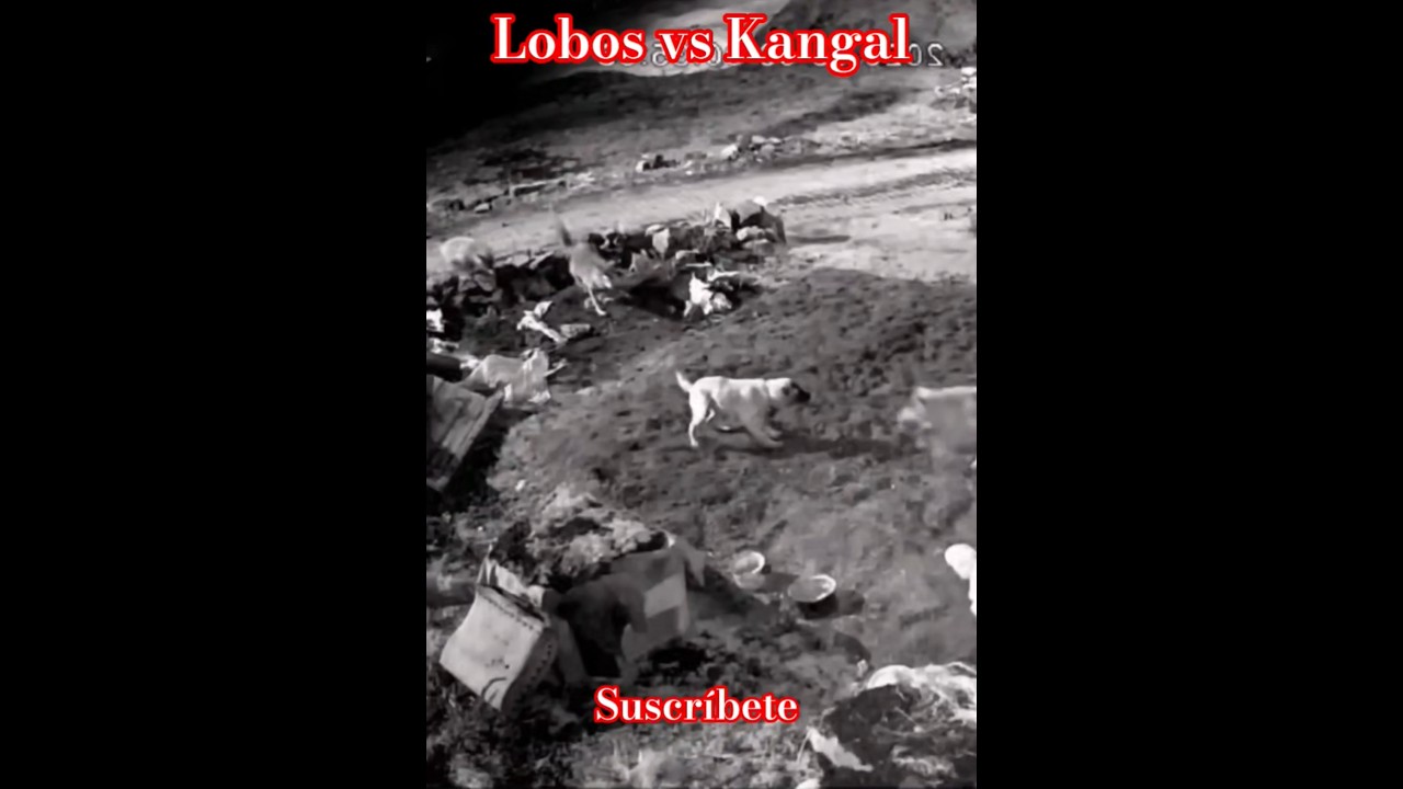Lobos VS Kangal. Manada de lobos caza perro kangal en la oscuridad.