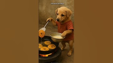 A poor puppy makes jaleby by working hard | IA Creation | #animation #shorts #viral #puppy #ai