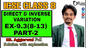 ICSE CLASS 8 EX-9.3(8-13)PART-2 INVERSE VARIATION | ML AGGARWAL SOLUTION | JBR ONLINE CLASSES