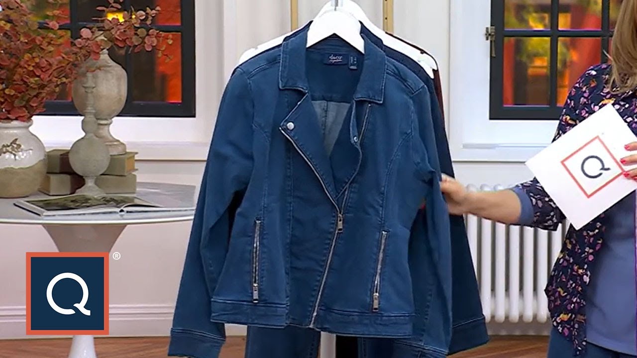 Denim & Co. Signature Perfect Flex Indigo Moto Jacket | QVC - YouTube