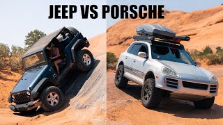 Porsche vs. Jeep on Hell's Revenge trail.