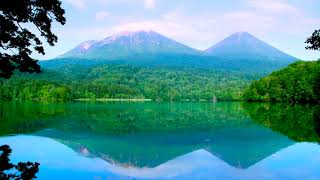 Blue &amp; Green Mysterious Lake in Japan 4k. Lake Water Sounds/ Sleep/ Relax/ Focus, Insomnia Relief.