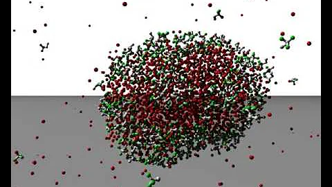 The coalescence of two water droplets in a gas phase
