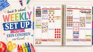 PLAN WITH ME | Back to School Weekly Setup in My Erin Condren Vertical Life Planner 🍎📚