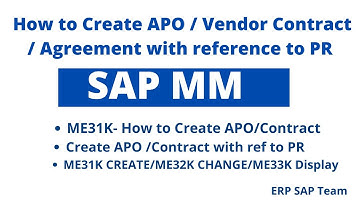 How to Create APO /Vendor Contract / Agreement in SAP for supply of services with reference to PR II