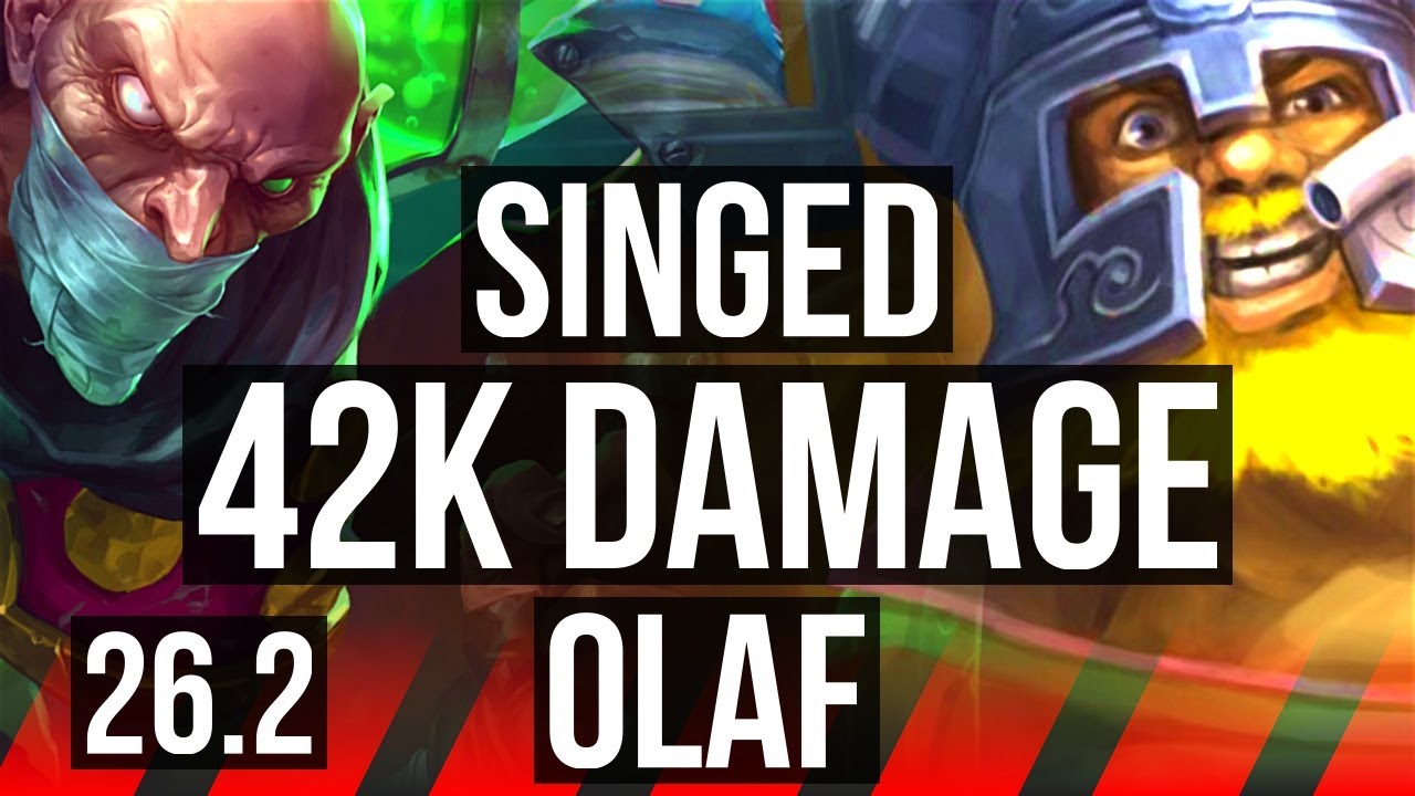 SINGED vs OLAF (TOP) | Good KDA: 15/1/9, 42K damage | KR Master | 26.2