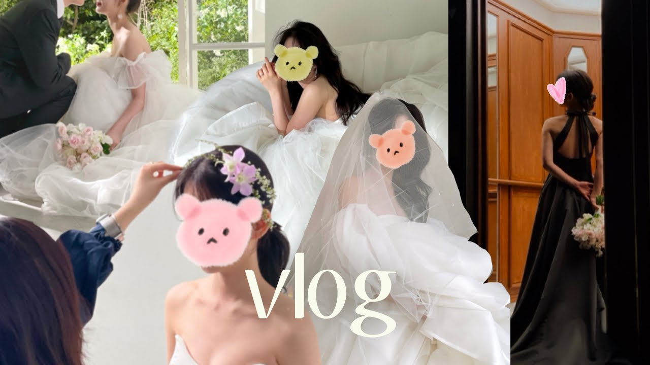 [vlog]👰🏻‍♀️웨촬현장(스튜디오 편)📷,🪄헤어변형필수,급찐급빠 후 야식폭주💣 하는 커플브이로그