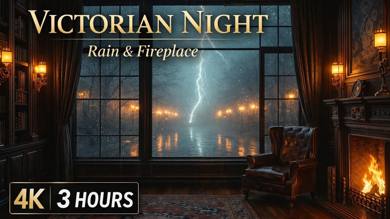 Victorian Aristocrat’s Rainy Night | Heavy Storm in a Luxurious Manor (Fireplace & Thunder Sounds)