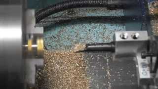 Taper Bore And Then 14 Npt With Floating Tap Holder. In Australian Made Hercus Pc 200 Cnc Lathe