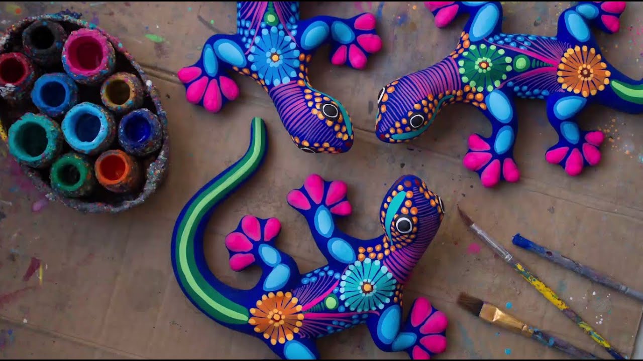 Mexican Hand Painted Blue Decorative Ceramic Skull - Colorful