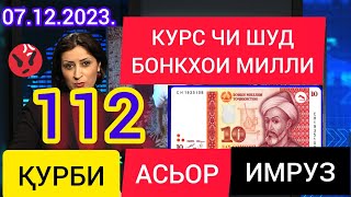 ВАЛЮТА_ТАДЖИКИСТАН 💸 КУРБИ АСЬОР МИЛЛИ ИИРУЗ 07.12.2023.