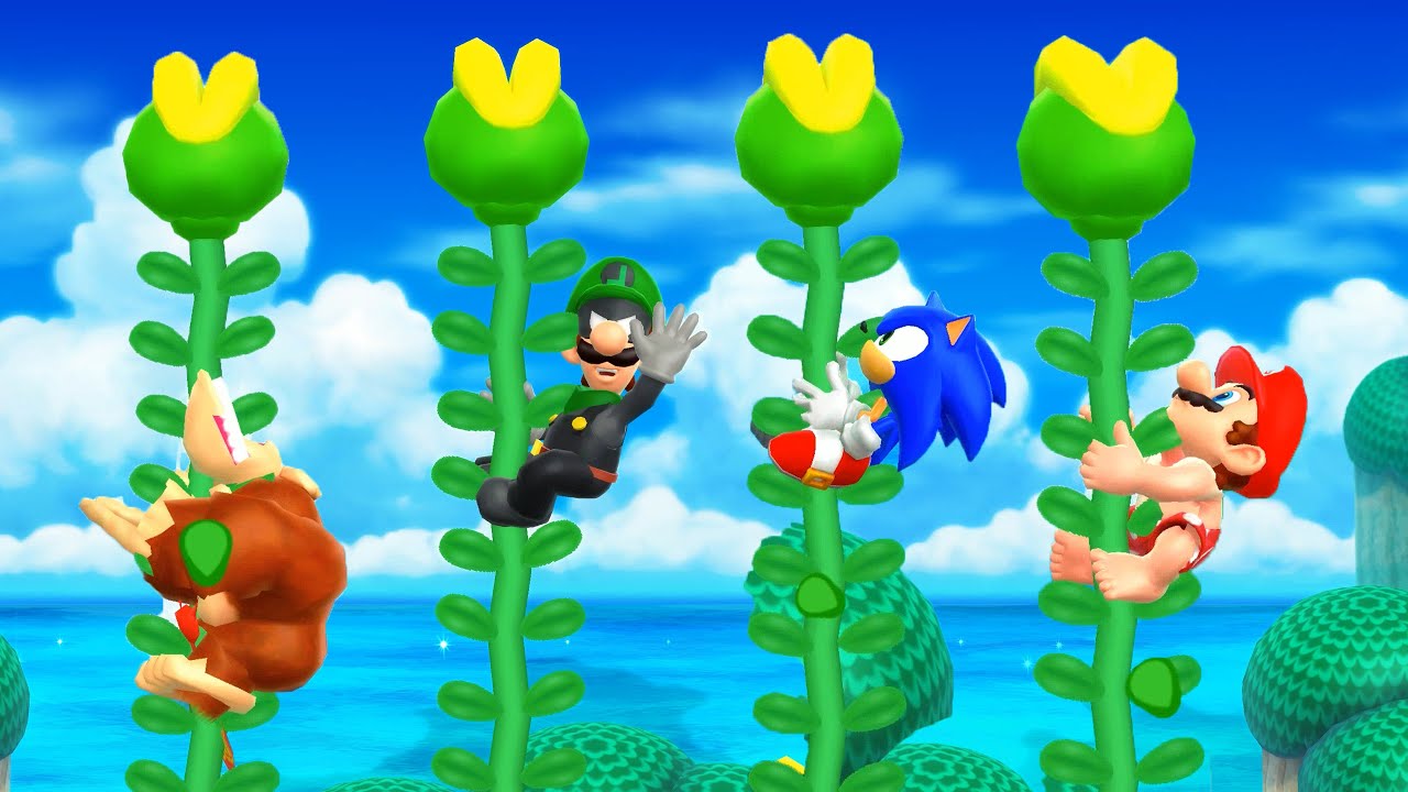 Mario Party 9 - Мини-игры - Луиджи против Донки Конга против Соника против Марио #Onlymario