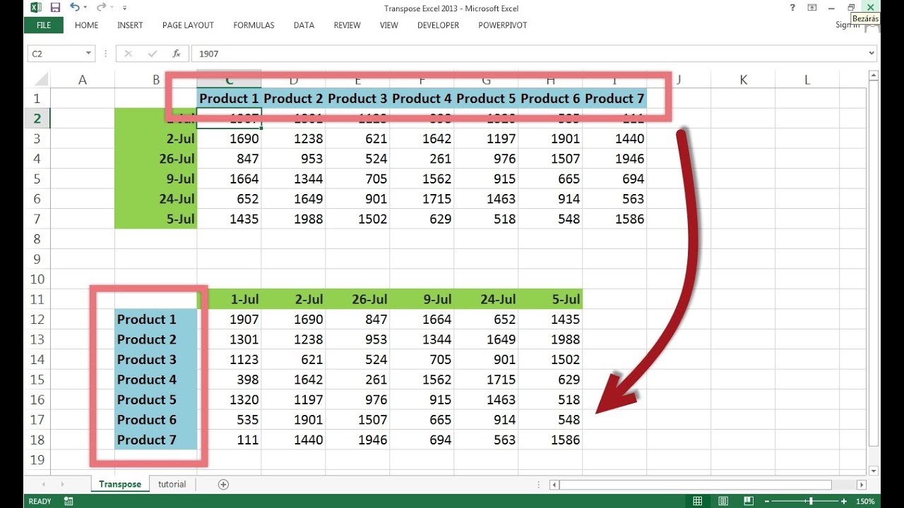 excel-2013-tutorial-06-convert-rows-to-columns-with-transpose-youtube