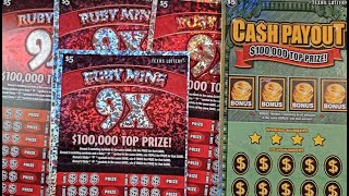 🔥RUBY MINE 9X AND CASH PAYOUT $100,000 TEXAS LOTTERY TICKET🔥