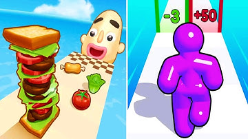 Tall Man Run vs Sandwich Runner - All Levels Satisfying Gameplay
